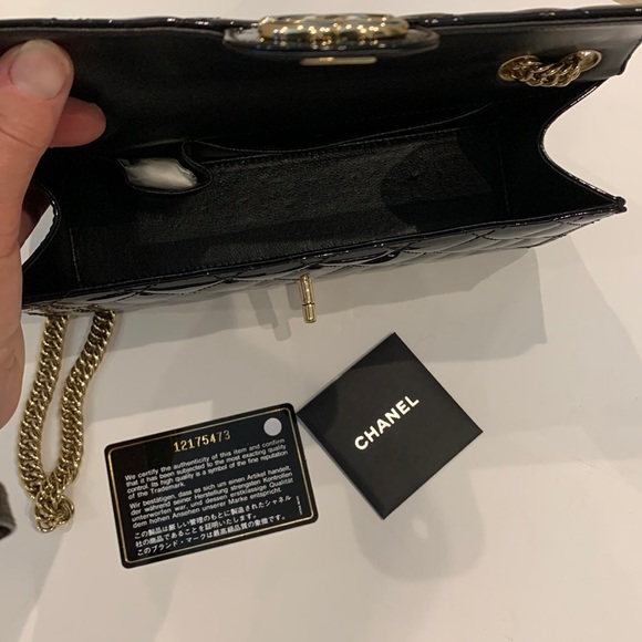 Rare🖤 CHANEL Evening Star East West Glitter Leather Bijoux Soft Gold Quilted Bag - Picture 13 of 16